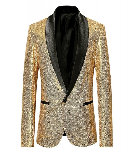 Men's Blazer Ceremony Cocktail Party Wedding Party Fashion Casual Spring &  Fall Polyester Color Block Button Pocket Casual / Daily Single Breasted Blazer Silver Black Red Blue