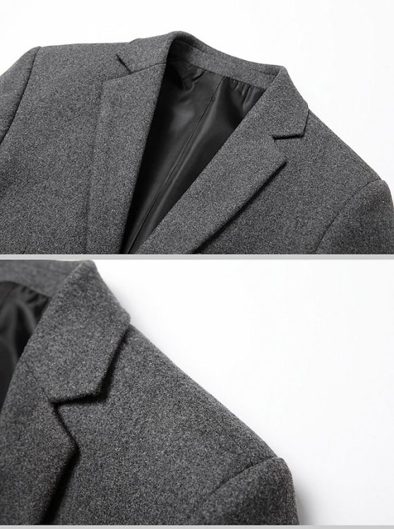 Men's Wool Coat Blazer Wedding Office Office / Career Fashion Classic Style Autumn / Fall Wool Solid Color Thermal Warm Warm Single Breasted Blazer Black Wine Navy Blue Gray
