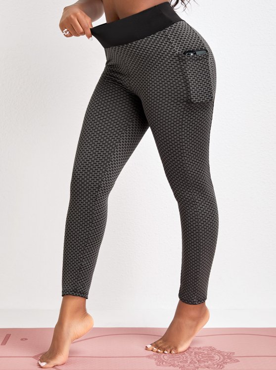 Pocket Black Skinny Elastic Waist High Waisted Pants