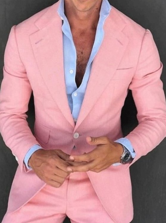 Men's Suits Cocktail Attire Blazer Ceremony Wedding Party Business Attire Fashion Casual Spring &  Fall Polyester Plain Pocket Casual / Daily Single Breasted Blazer Light Pink Yellow Pink Royal Blue