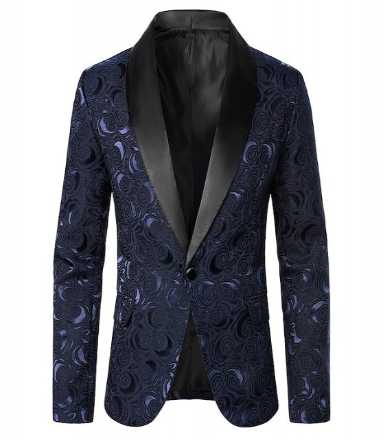 Men's Jacket Blazer Wedding Party Geometric Business Casual Shirt Collar Regular Fit White Jacket