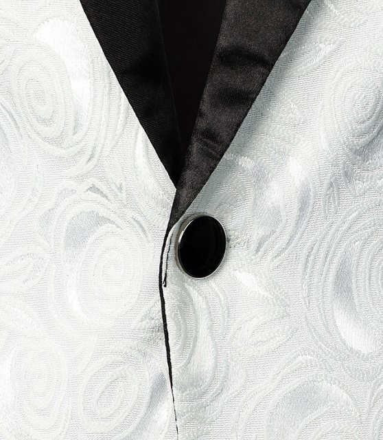 Men's Jacket Blazer Wedding Party Geometric Business Casual Shirt Collar Regular Fit White Jacket