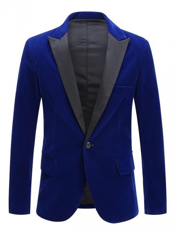 Men's Blazer Wedding Business Streetwear Business Fall Winter Velvet Solid Color Pocket Thermal Warm Breathable Single Breasted One-button Blazer Black Wine Blue