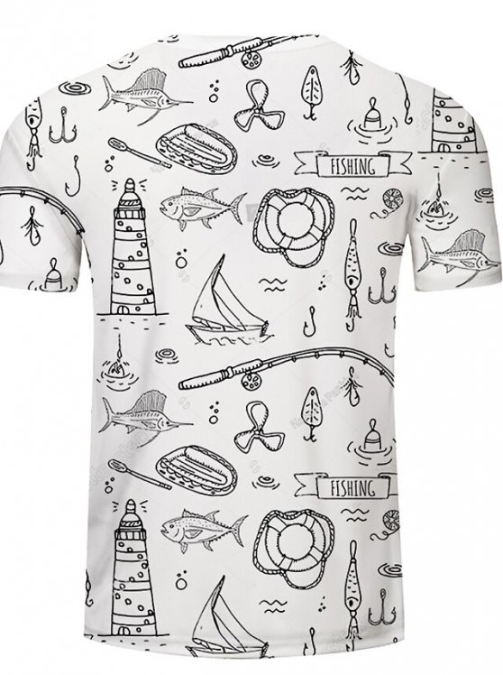 Fish T-Shirt Mens 3D Shirt For Fishing | Blue Summer Cotton | Men'S Unisex Tee Funny Shirts Animal Graphic Prints Crew Neck 3D Plus Size Casual Daily Short