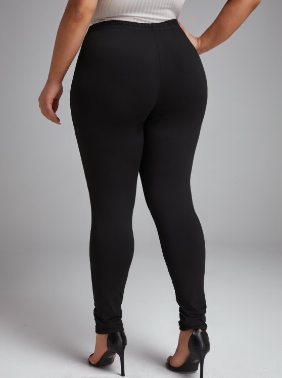 Lace Black Skinny Elastic Waist High Waisted Pants