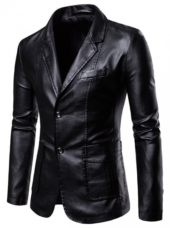 Men's Jacket Faux Leather Jacket Blazer Wedding Wedding Party Windproof Warm Business WorkWear Wine Red Black Navy Blue khaki Jacket