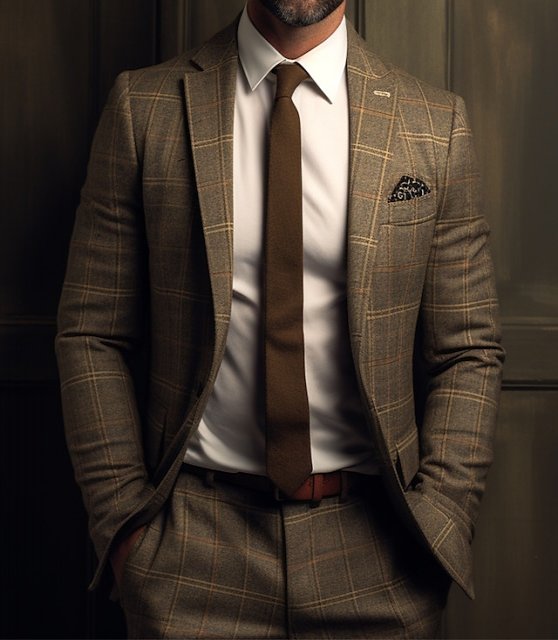 Men's Blazer Business Formal Evening Wedding Party Only tops Fashion Casual Spring & Fall Polyester Plaid / Check Pocket Casual / Daily Single Breasted Two-button Blazer Burgundy Brown Green Gray