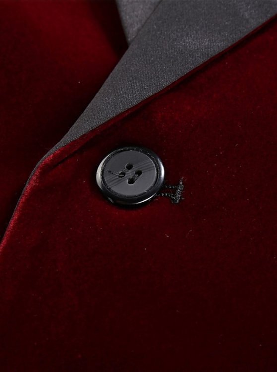 Men's Blazer Wedding Business Streetwear Business Fall Winter Velvet Solid Color Pocket Thermal Warm Breathable Single Breasted One-button Blazer Black Wine Blue