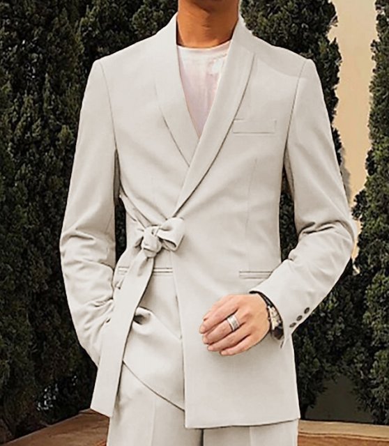 Men's Suits Cocktail Attire Blazer Casual Homecoming Fashion Casual Spring Fall Polyester Plain Pocket Knotted Casual / Daily Knot Side Blazer Black White Pink khaki