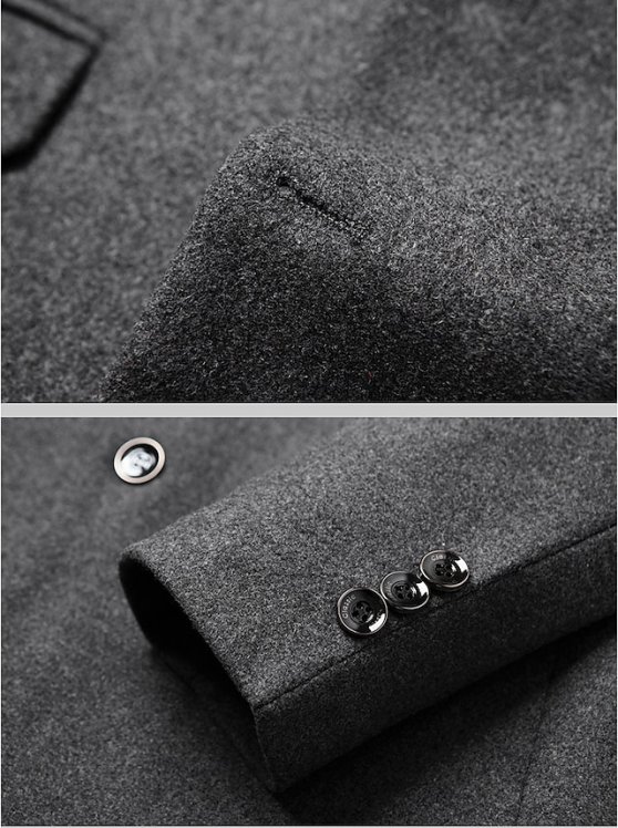 Men's Wool Coat Blazer Wedding Office Office / Career Fashion Classic Style Autumn / Fall Wool Solid Color Thermal Warm Warm Single Breasted Blazer Black Wine Navy Blue Gray