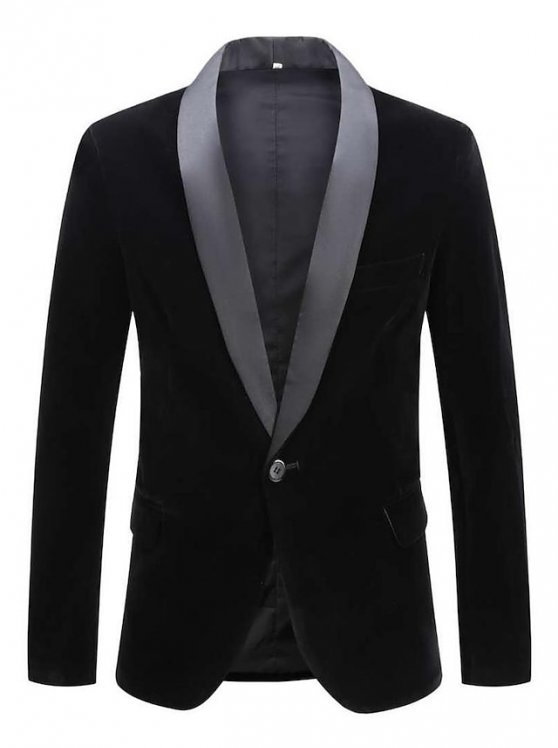 Men's Blazer Wedding Business Streetwear Business Fall Winter Velvet Solid Color Pocket Thermal Warm Breathable Single Breasted One-button Blazer Black Wine Blue