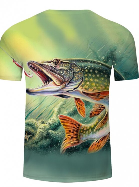 Fish T-Shirt Mens 3D Shirt For Fishing | Blue Summer Cotton | Men'S Unisex Tee Funny Shirts Animal Graphic Prints Crew Neck 3D Plus Size Casual Daily Short