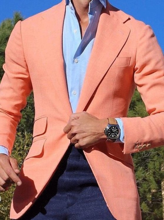 Men's Suits Cocktail Attire Blazer Ceremony Wedding Party Business Attire Fashion Casual Spring &  Fall Polyester Plain Pocket Casual / Daily Single Breasted Blazer Light Pink Yellow Pink Royal Blue