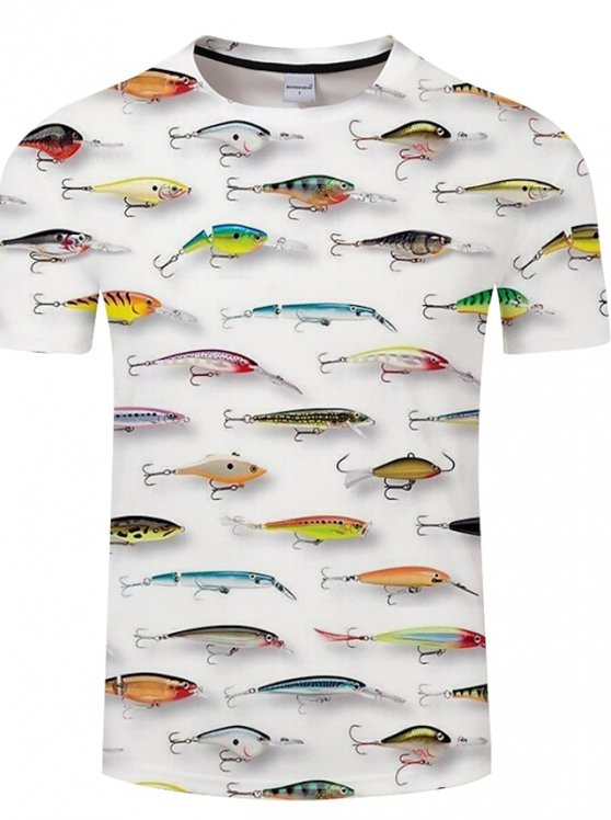 Fish T-Shirt Mens 3D Shirt For Fishing | Blue Summer Cotton | Men'S Unisex Tee Funny Shirts Animal Graphic Prints Crew Neck 3D Plus Size Casual Daily Short