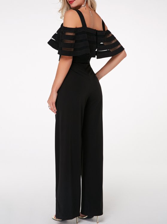 Black Long Off Shoulder Half Sleeve Jumpsuit