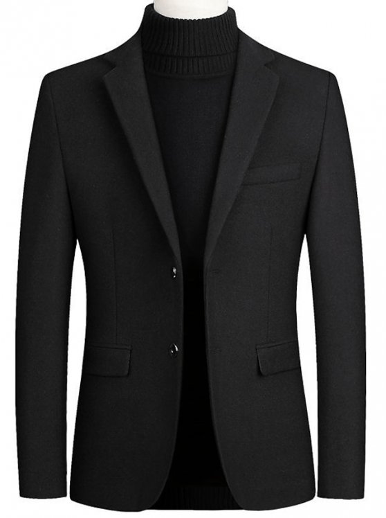 Men's Wool Coat Blazer Wedding Office Office / Career Fashion Classic Style Autumn / Fall Wool Solid Color Thermal Warm Warm Single Breasted Blazer Black Wine Navy Blue Gray