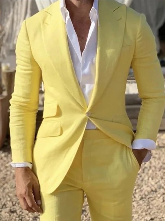 Men's Suits Cocktail Attire Blazer Ceremony Wedding Party Business Attire Fashion Casual Spring &  Fall Polyester Plain Pocket Casual / Daily Single Breasted Blazer Light Pink Yellow Pink Royal Blue