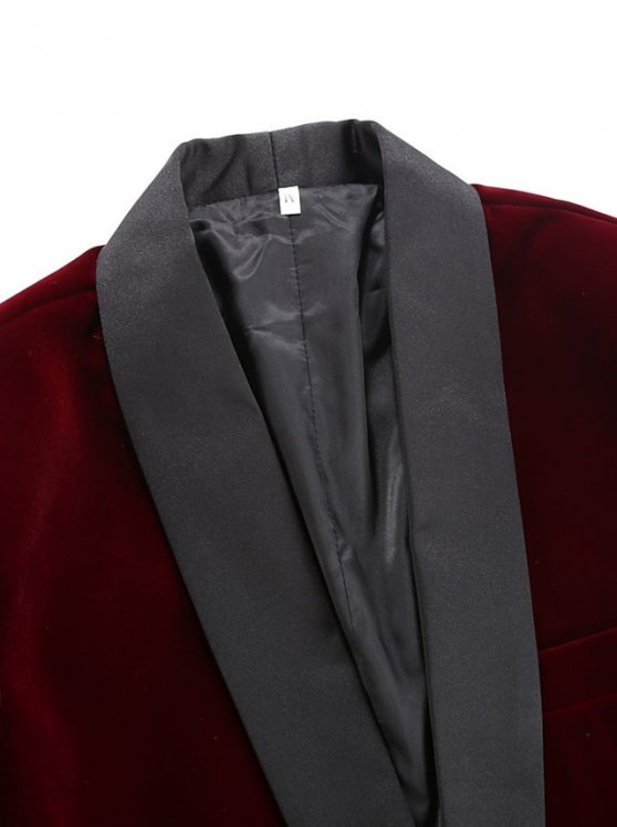 Men's Blazer Wedding Business Streetwear Business Fall Winter Velvet Solid Color Pocket Thermal Warm Breathable Single Breasted One-button Blazer Black Wine Blue
