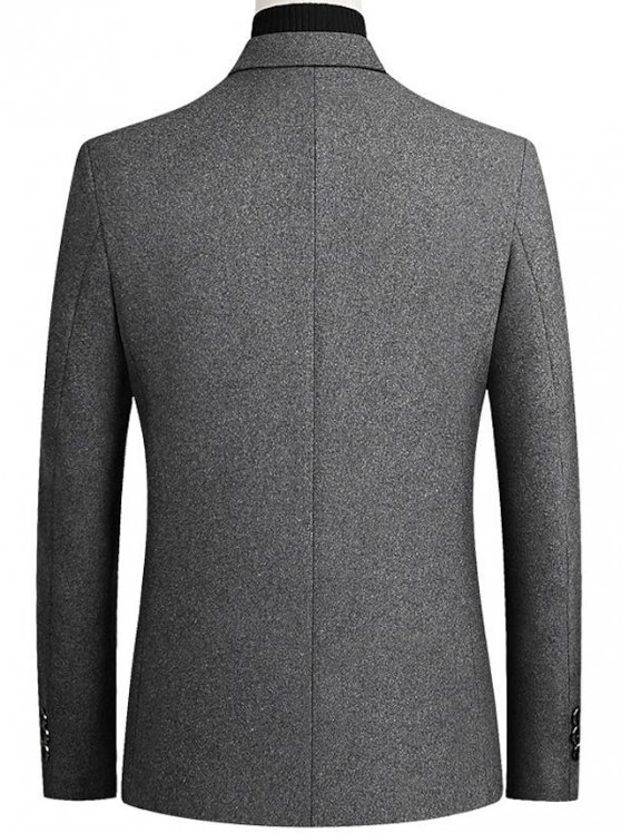 Men's Wool Coat Blazer Wedding Office Office / Career Fashion Classic Style Autumn / Fall Wool Solid Color Thermal Warm Warm Single Breasted Blazer Black Wine Navy Blue Gray