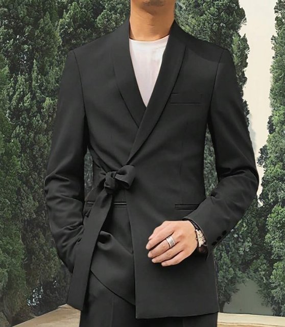 Men's Suits Cocktail Attire Blazer Casual Homecoming Fashion Casual Spring Fall Polyester Plain Pocket Knotted Casual / Daily Knot Side Blazer Black White Pink khaki
