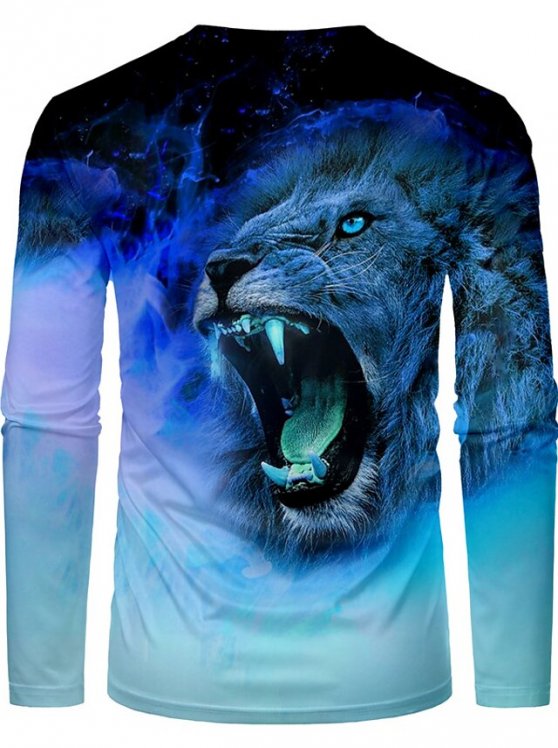 Men's Unisex Shirt T shirt Tee Tee Lion Graphic Prints Crew Neck Black Red Blue Purple Gold 3D Print Daily Holiday Long Sleeve Print Clothing Apparel Designer Casual Big and Tall