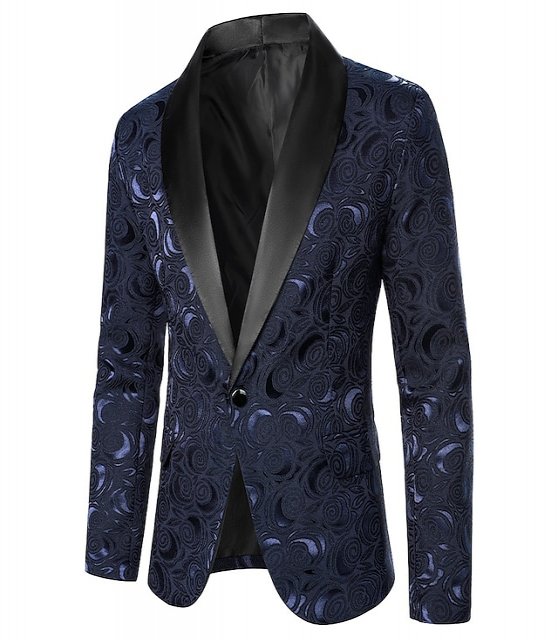 Men's Jacket Blazer Wedding Party Geometric Business Casual Shirt Collar Regular Fit White Jacket