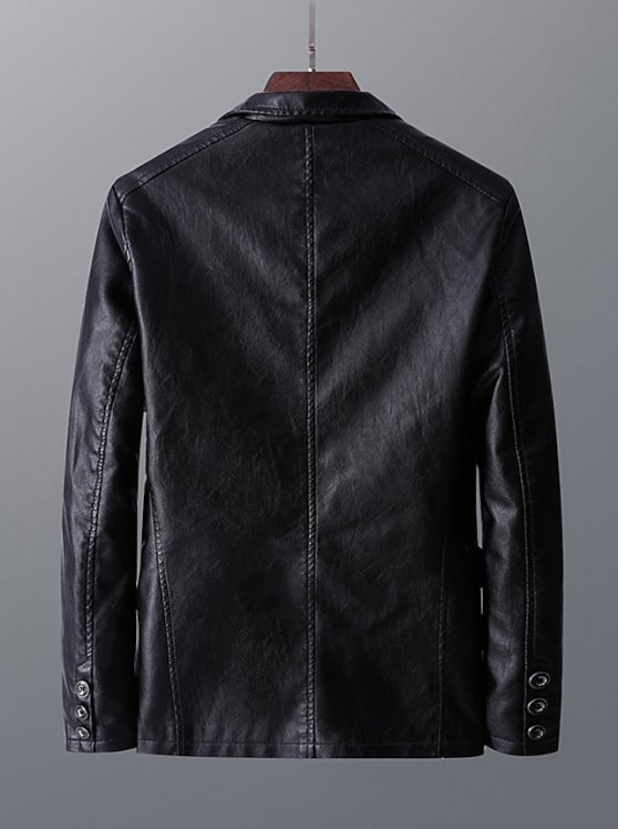 Men's Faux Leather Jacket Cocktail Attire Blazer Daily Wear Vacation Comfort Leisure Fall Winter PU Acetate Fiber Solid / Plain Color Pocket Warm Durable Single Breasted Blazer Black Red Brown